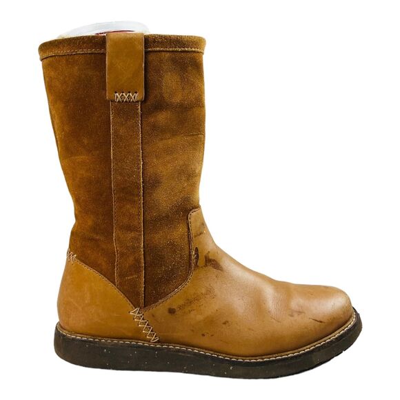 Clarks Womens Glick Elmfield Leather Suede Shearling Pull On Winter Boots US 7M - Picture 1 of 9